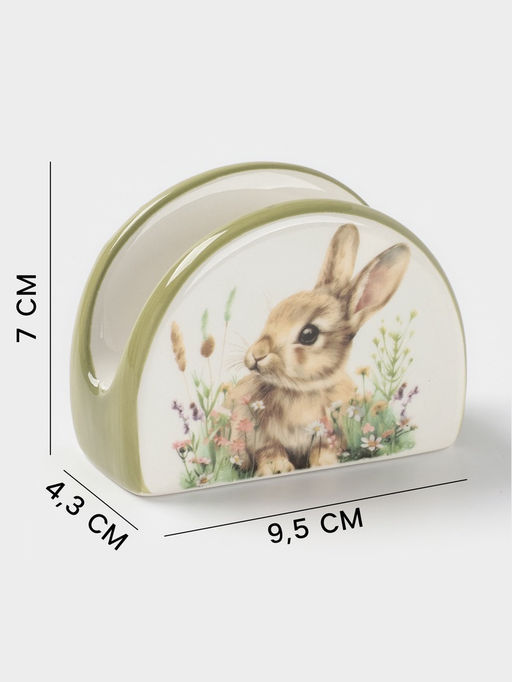 Салфетница Доляна «Зайка», доломит, 9.5×4.3×7 см, белая