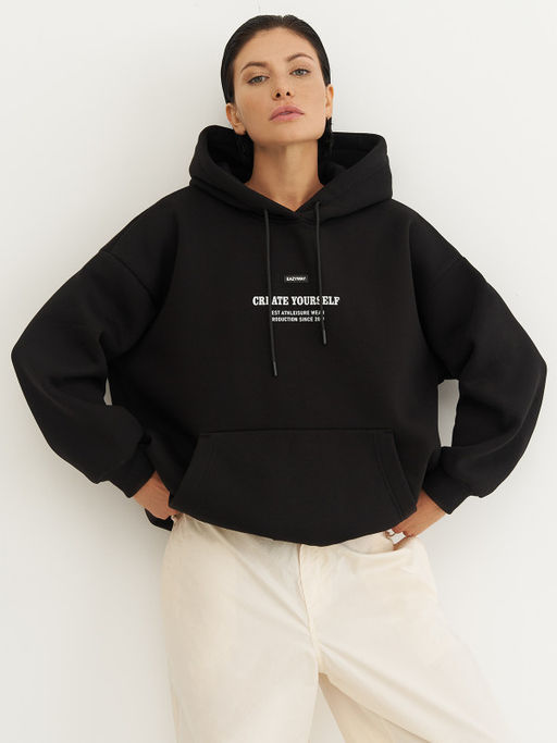 =Утепленное худи с начесом свободного силуэта - NEVERLATE фото 2