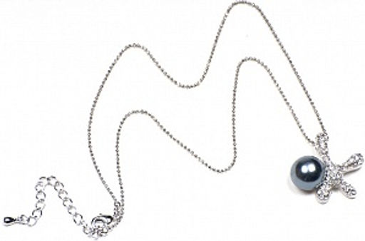 Подвеска Морская звезда с жемчугом PU0156 серый/серебро