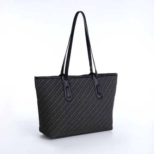 Сумка женская тоут на молнии, 30×11×25 см, чёрная