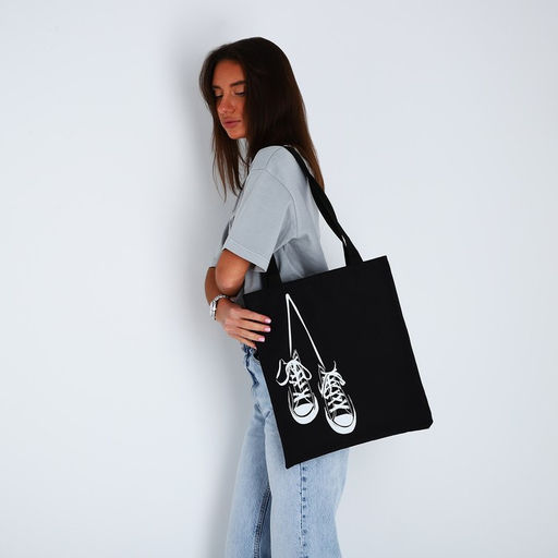 Сумка шопер Кеды, 35х0.5х40 см, отд без молнии, без подклада, чёрная - Nazamok фото 2