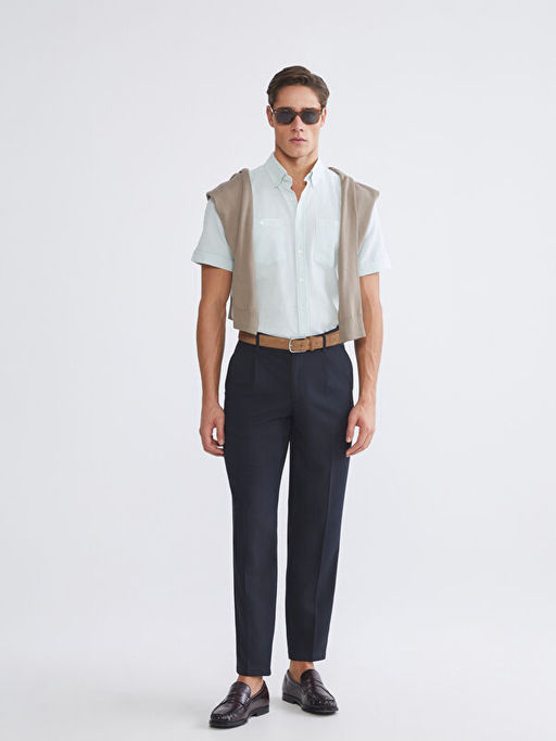 Regular Fit K?sa Kollu Erkek Dokulu G?mlek