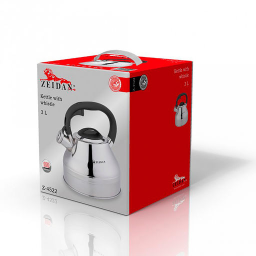 Чайник из нержавеющей стали Zeidan 3л, со свистком, 3-x слойное капсулированное индукционное дно, комбинированная полировка корпуса, фиксированная комбинированная ручка, подарочная коробка (Китай) Подходит для всех видов плит, включая индукционную! - Домашняя мода фото 2