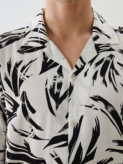 Regular Fit K?sa Kollu Desenli Viskon Erkek G?mlek