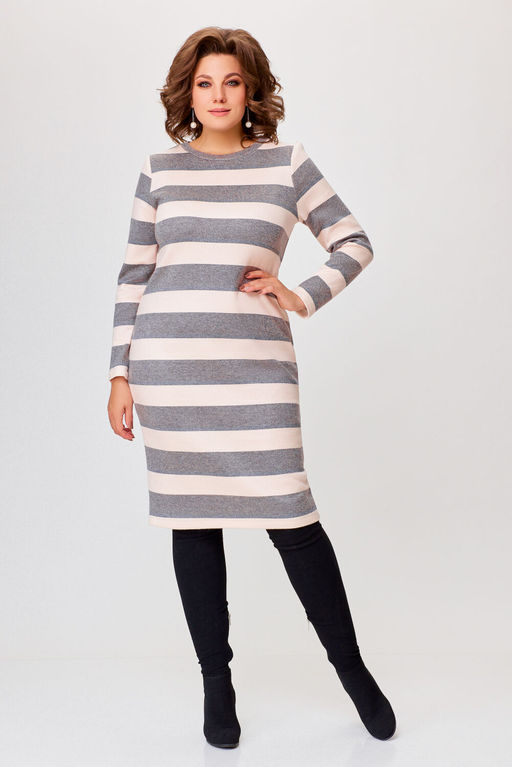 Платье Swallow 770.2 полоска молочная+серая - Mira fashion фото 6