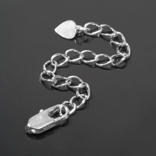 Замок карабин «Сердечко», 3 шт. с удлинителем 5.8 см 1.1×0.4 см, цвет серебро