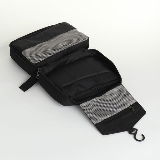 Косметичка-несессер дорожная на молнии, с ручкой, с крючком, чёрная - Simaland фото 5