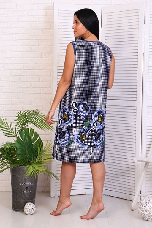 Халат женский на молнии с карманами, синий купон (841-2) - Плиона фото 6