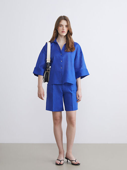 Oversize %100 Keten Kad?n G?mlek