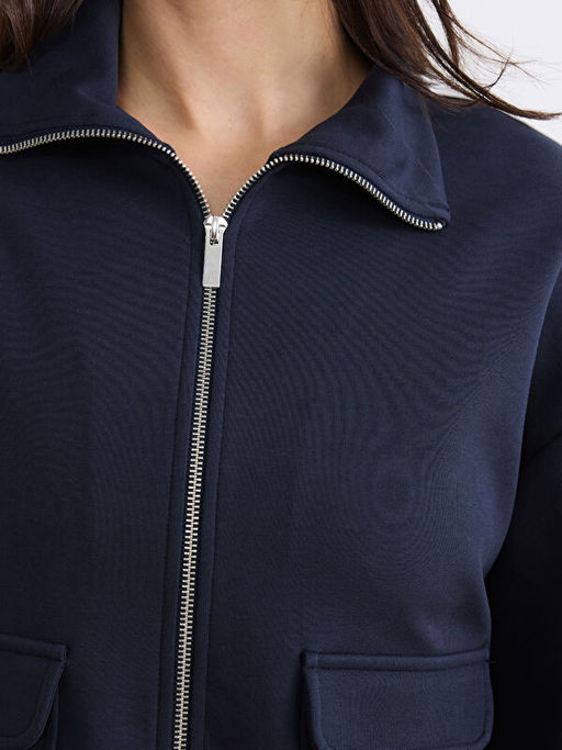 Dik Yaka Kad?n Fermuarl? Sweatshirt