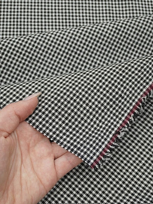 Пестрядь Мелкая белая клетка цв.черный, ш.1.45м, хлопок-95%, п/э-5%, 145гр/м.кв - Купава фото 3