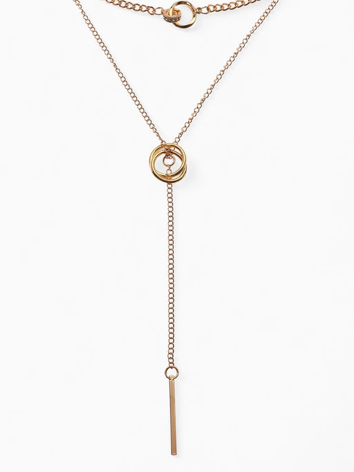 Кулон на цепочке «Двойное кольцо», многоярусный, цвет золото