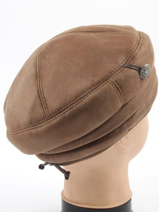 1151-1 KHAKI Берет зимний женский (искусственная замша, искусственный мех)