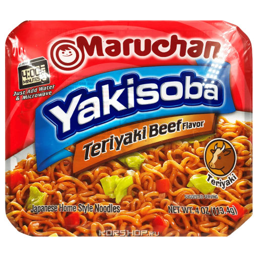 Лапша б/п со вкусом говядины с соусом терияки Yakisoba Maruchan, США, 113,4 г Акция