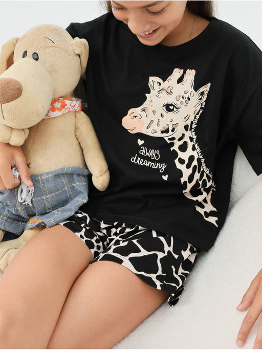 Пижама "Жираф" детская девочка с шортами