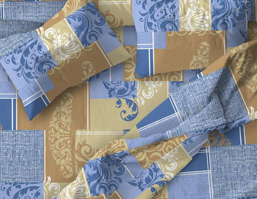 Пододеяльник 1,5-спальный, бязь Комфорт (Вензель, бежевый с синим) - Ивановотекстиль фото 2