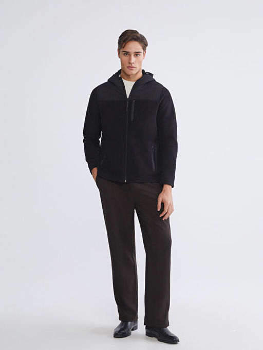 Kap??onlu Polar Erkek Fermuarl? Sweatshirt