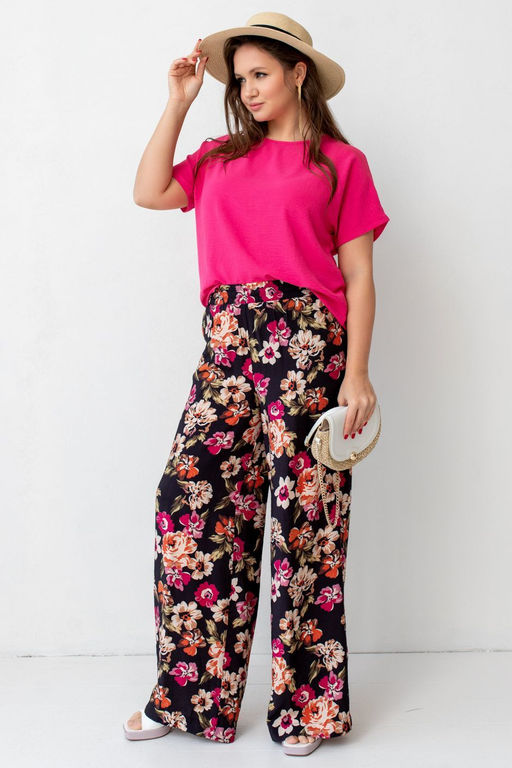 Брюки АБ-013ц цветочная роспись - Angelika фото 7