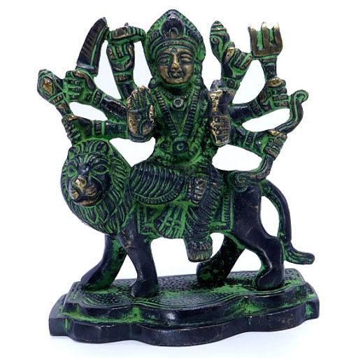Дурга на Льве Мощная защита от всех видов зла и негатива Green бронза h-9см L-8cм 500г