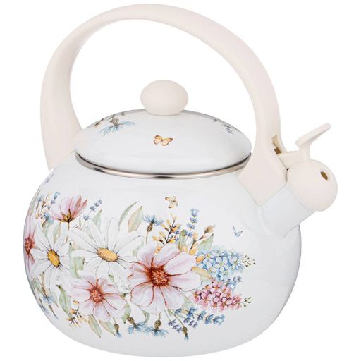 ЧАЙНИК AGNESS ЭМАЛИРОВАННЫЙ СО СВИСТКОМ, СЕРИЯ ДВОРЦОВЫЙ ПАРК2,2Л, ИНДУКЦИОННОЕ ДНО  фото 4