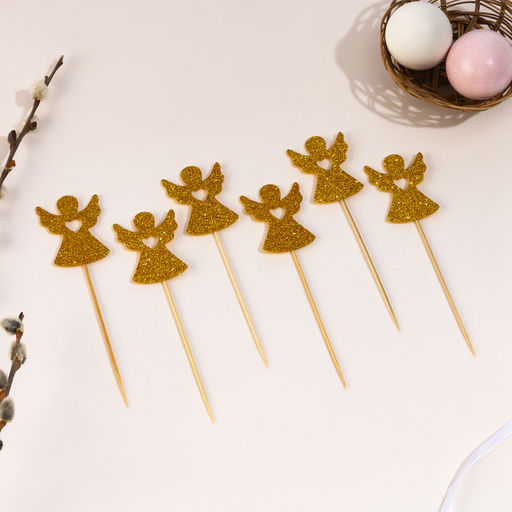 Топпер Ангел, цвет золотой, набор 6 шт. - Страна карнавалия фото 2