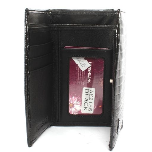 Кошелек женский натуральная кожа Henghuang-AE 2155, защелка снаружи, 5отд, 9карм, черный SALE 250225