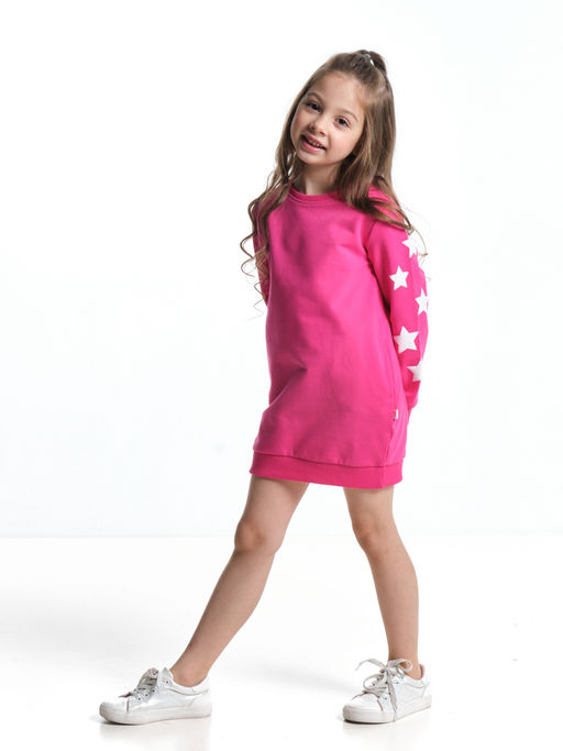 Платье из футера с принтом на рукавах UD 7298 малина - Mini maxi фото 2