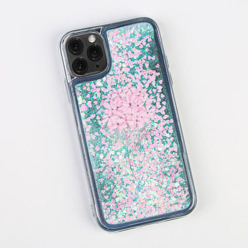 Чехол для телефона iPhone 11 PRO с блёстками внутри Flower, 7.14 14.4 см