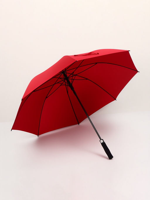 Зонт - трость полуавтоматический «Однотон», эпонж, 8 спиц, R=60/70 см, d=120 см, красный