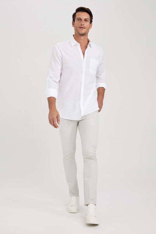 Брюки-чиносы узкого кроя из габардина и парусины - Defacto фото 3