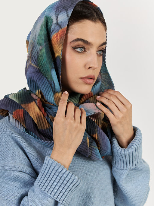 Большой, мягкий, тонкий и очень нежный двусторонний палантин с рисунком. - Tantino фото 5