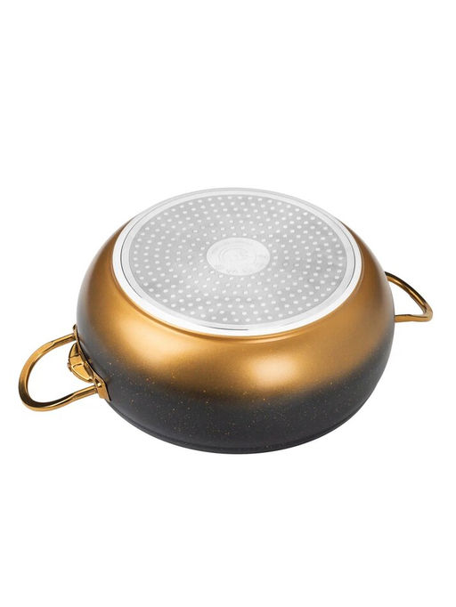 Кастрюля с крышкой стеклянной 20х9 см (2 л) с АПП, цв. черный/золотой, арт. 3000-BK/GD-20