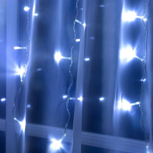Гирлянда Занавес 1.5?1 м, IP20, прозрачная нить, 180 LED, свечение белое, 8 режимов, 220 В - Luazon lighting фото 2
