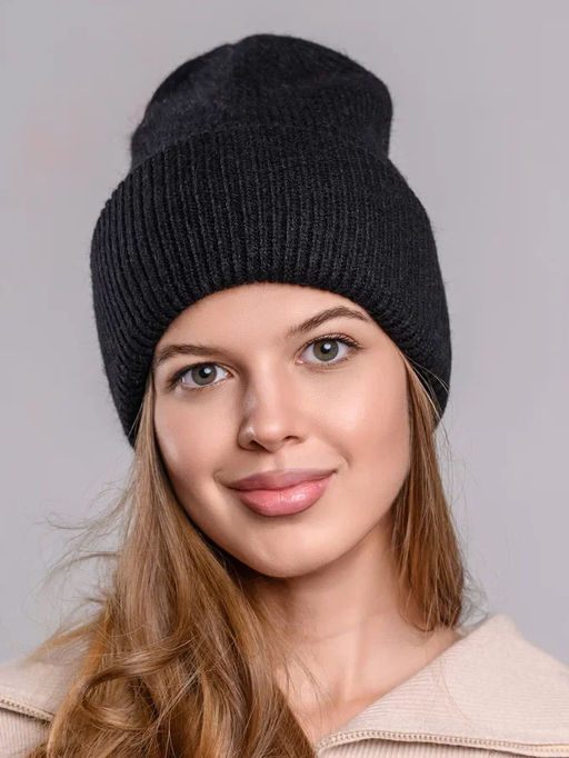 Теплая зимняя шапка бини из нежнейшей ангоры - Pretty mania фото 2