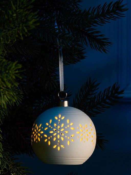 Ёлочный шар Снежинки, 99х9.8 см, 1 LED, от батареек LR443, свечение тёплое белое
