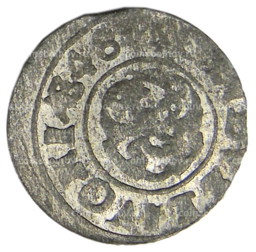 Монета Солид 1648 года Шведская оккупация Риги  королева Кристина