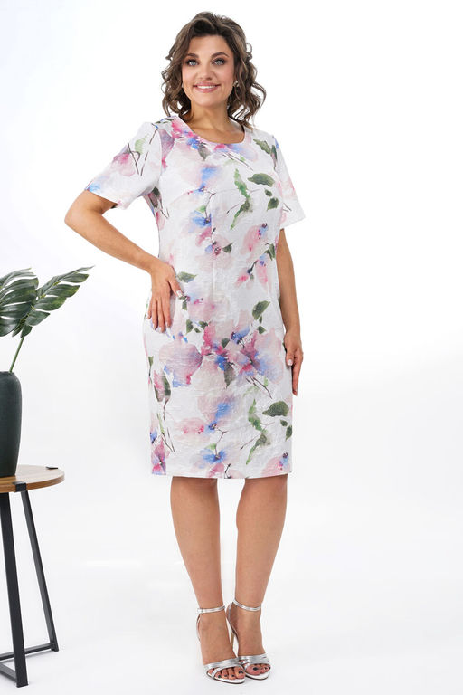 Платье ALANI 2352 молоко+цветы