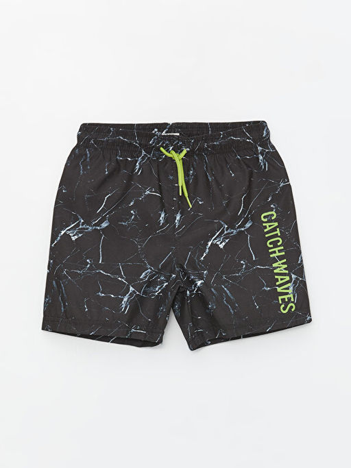 Beli Lastikli Bask?l? Erkek ?ocuk Deniz ?ortu