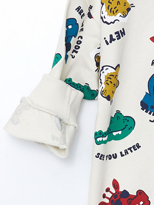 Bisiklet Yaka Timsah Bask?l? Erkek ?ocuk Sweatshirt