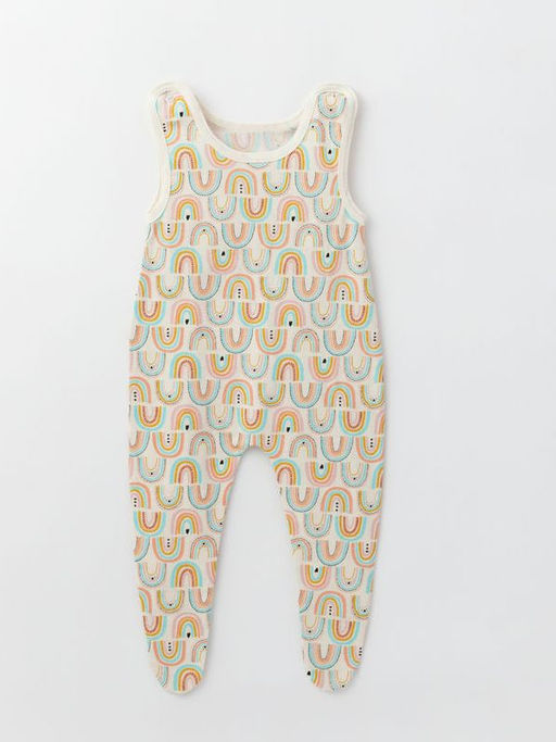 Полукомбинезон со следом из хлопковой кулирки, синий/радуга - Lesi kids фото 2
