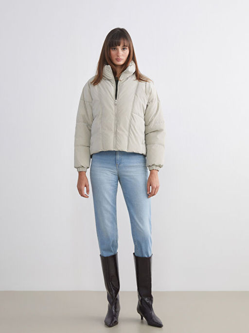 Dik Yaka Oversize Kad?n ?i?me Mont