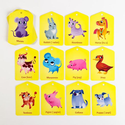 Карточки на кольце для изучения английского языка Мамы и детёныши, 3+ - Лас играс фото 3