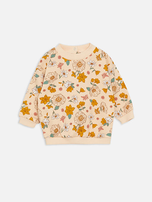 Bisiklet Yaka Uzun Kollu Bask?l? K?z Bebek Sweatshirt ve E?ofman Alt 2li Tak?m