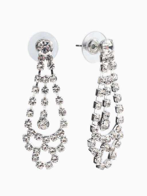 Набор 2 пред-а: серьги, колье со стразами "Лёд" паутина, d=13,5см, цвет белый в серебре