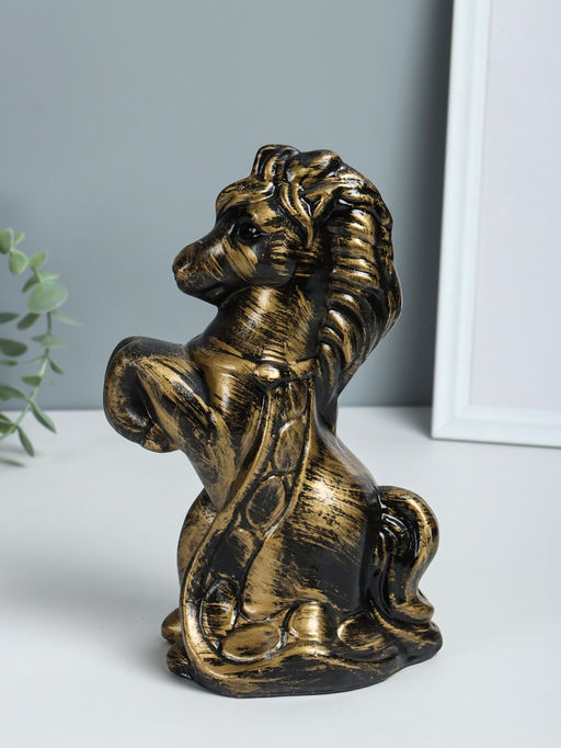 Копилка для денег Лошадка с попоной, гипс, 25 см, античный