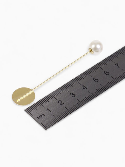 Основа Брошь-игла с бусиной d=1 см (набор 5 шт.), L=7.5 см, площадка 1.5 см, цвет золото