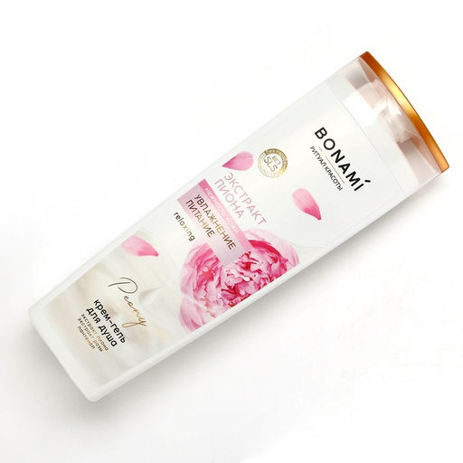 Гель для душа женский с пантенолом, 400 мл, аромат пиона и розы, BONAMI