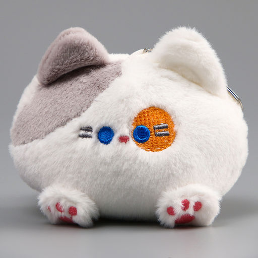 Мягкая игрушка «Котик-кругляш» на брелоке, 11 см, цвет бело-серый