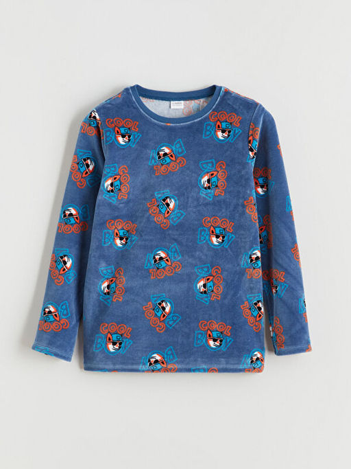 Bisiklet Yaka Kadife Erkek ?ocuk Pijama Tak?m?