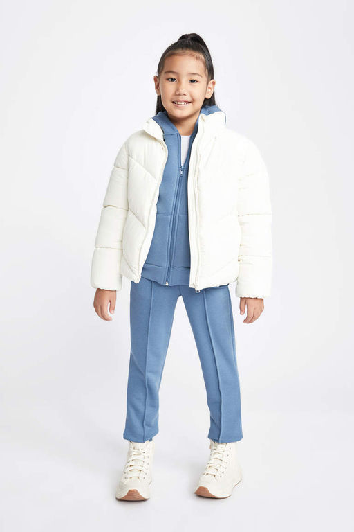 Водоотталкивающий пуховик с воротником-стойкой и полярной подкладкой для девочек - Defacto фото 5